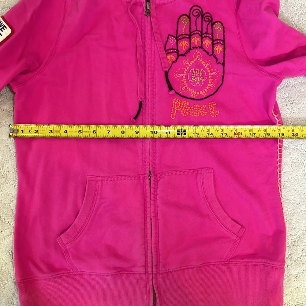 Lucky Brand VTG Pink Full Zip Embroidered Hoodie Patch - Size L - Picture 6 of 7